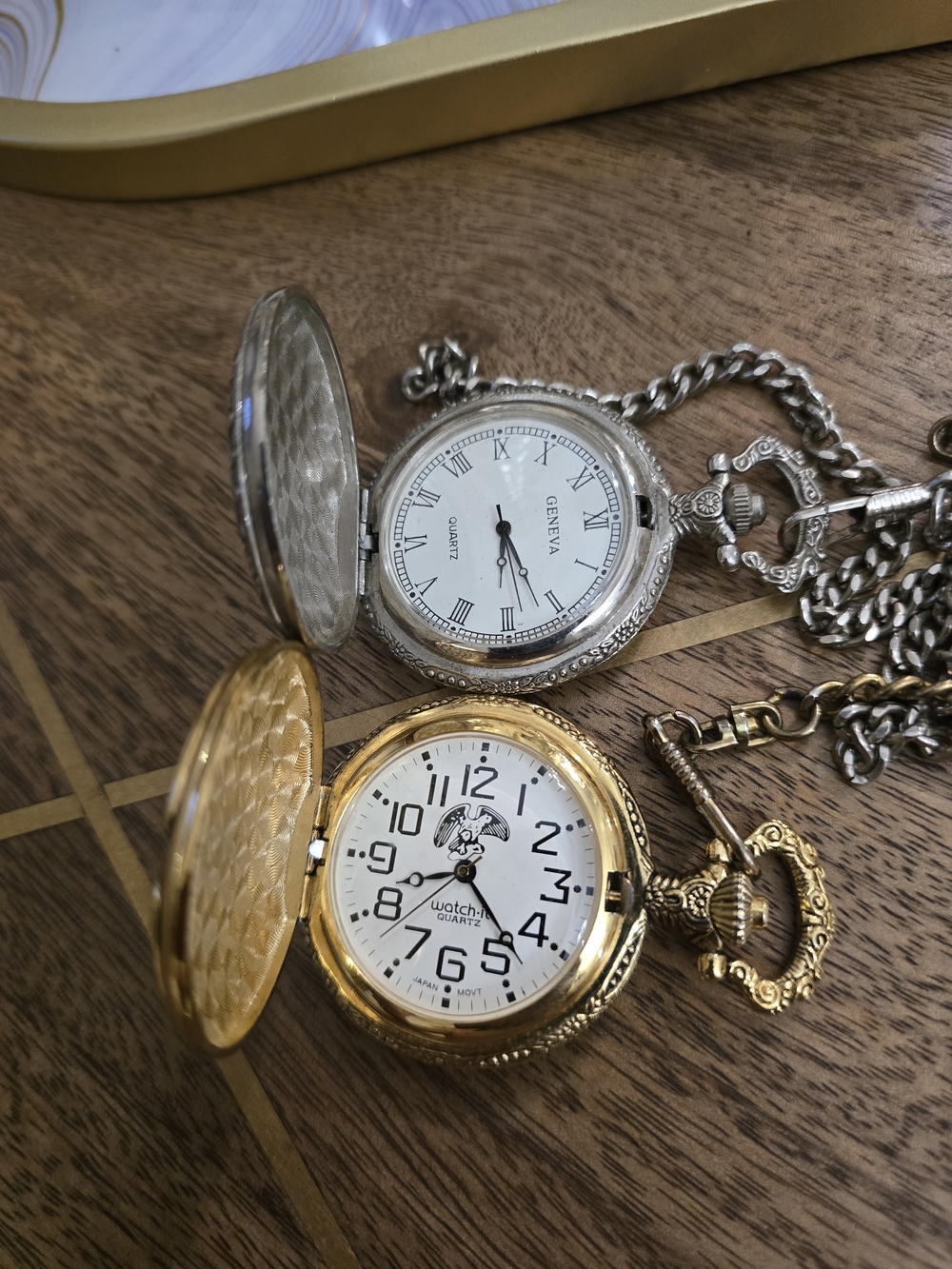 Geneva Gold and Silver Pocket Watch Duo